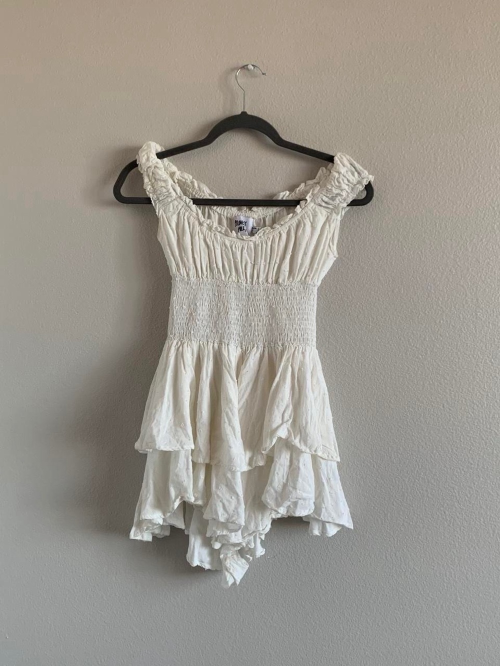 Princess Polly Cream Smocked Romper with Dotted Texture